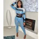 SC Mesh Sheer Long Sleeve Two Piece Pants Set GOSD-OS6512