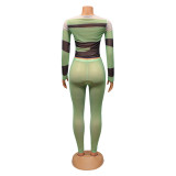 SC Mesh Sheer Long Sleeve Two Piece Pants Set GOSD-OS6512