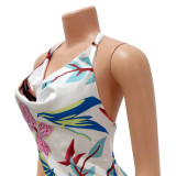 SC Fashion Sexy Lace-Up Backless Print Dress GOSD-OS6753