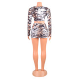 SC Sexy Nightclub Tiger Print Short Skirt Suit GOSD-OS6082