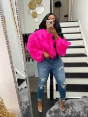 SC Plus Size Sexy Petal Long Sleeve Crop Top MUE-7502