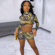 SC Fashion Sexy Print Long Sleeve Mini Skirt Set GOSD-OS6519