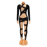 SC Sexy Skinny Mesh Splice Long Sleeve Jumpsuit GOSD-OS6586