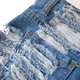 SC Plus Size Denim Ripped Hole Jeans Shorts MUE-2841