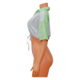 SC Fashion Striped Color Block Short Sleeve Shirt GOSD-OS6707