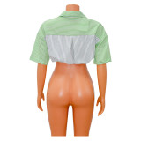 SC Fashion Striped Color Block Short Sleeve Shirt GOSD-OS6707