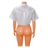 SC Solid Casual Irregular Short Sleeve Shirt GOSD-OS6715