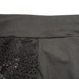 SC Black Sexy Lace Patchwork Long Sleeve 2 Piece Pants Sets YF-10214