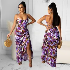 SC Sexy Print Backless Maxi Dress GOSD-OS6055