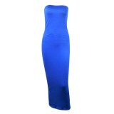 SC Plus Size Solid Strapless Long Dress MUE-2838