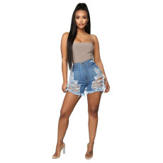 SC Plus Size Denim Ripped Hole Jeans Shorts MUE-2841