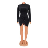 SC Velvet Long Sleeve Mini Dress GOSD-OS6363