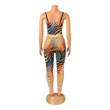 SC Sexy Mesh Print Sling Bodysuit And Pants Two Piece Set GOSD-OS6323