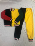 SC Plus Size Contrast Color Jacket And Pants 2 Piece Sets DAI-8398