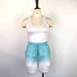 SC Casual Tank Top+Gradient Shorts Two Piece Sets GWDS-220511