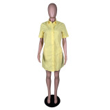 SC Casual Solid Short Sleeve Shirt Dress MK-3126