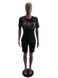 SC Letter Print T Shirt And Shorts 2 Piece Sets SHA-86223