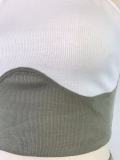 SC Ribbed Color Block Vest Tie Pencil Pants Two Piece Set GWDS-220502