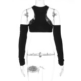 SC Sexy Hollow Out Long Sleeve Crop Top BLG-279436A