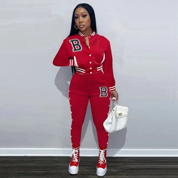 SC Casual Baseball Jacket And Pants 2 Piece Sets WSYF-5951