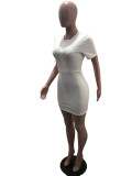 SC Solid Short Sleeve Slim Mini Dress SHA-86236