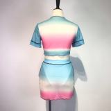 SC Gradient Mesh Sheer Mini Dress Set GWDS-210602