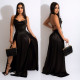 SC Sexy Backless Slit Maxi Dress(Without Belt) GOSD-OS6356