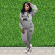 SC Pink Letter Print Hoodies Two Piece Pants Sets MEI-9276