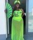 SC Plus Size Mesh Sheer Print Beaded Skirt Suit GWDS-6134