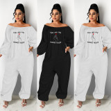 SC Plus Size Printed Long Sleeve Loose Jumpsuit GWPF-6122