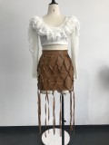 SC Sexy Tassel PU Leather Skirt GWDS-210309