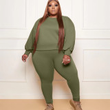 SC Plus Size Long Sleeve Two Piece Pants Set GWDS-210907