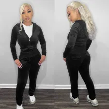 SC Velvet Hooded Two Piece Pants Sets CH-8233