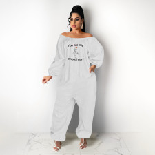 SC Plus Size Printed Long Sleeve Loose Jumpsuit GWPF-6122