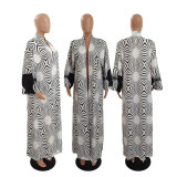SC Plus Size Casual Printed Loose Long Cloak Coat GDYF-6943