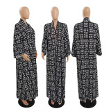 SC Plus Size Casual Printed Loose Long Cloak Coat GDYF-6943