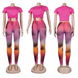 SC Casual Drawstring T Shirt+Printed Pants 2 Piece Sets FSXF-F361