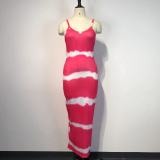 SC Printed Fashion Sexy Sling Maxi Dress GWDS-210616