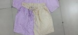 SC Stripe Print Colorblock Long Sleeve Shirts Shorts Set GOSD-XM1236