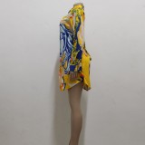 SC Plus Size Casual Printed Long Sleeve Shirt Dress SMR-9784