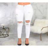 Plus Size Denim Ripped Hole Skinny Jeans HSF-2629-1