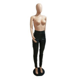 SC Plus Size Black Leather Skinny Pants BLI-2605