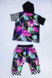 SC Kids Printed Hooded Top Shorts Two Piece Set GYMF-YM062