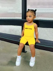 SC Kids Girls Letter Print Sling Rompers GYMF-YM028