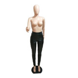 SC Plus Size Black Leather Skinny Pants BLI-2605