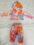 SC Kids Print Long Sleeve Hooded Two Piece Pants Set GYMF-YM056