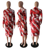 SC Fashion Print Long Sleeve Shirt Dress BYMF-Z60826