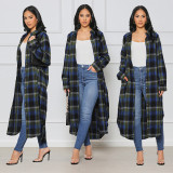 SC Plus Size Plaid Full Sleeve Long Coat AMLF-3026