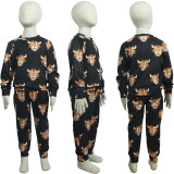 SC Kids Printed Pullover Sweatshirt And Pants Two Piece Set GYMF-YM019
