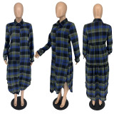 SC Plus Size Plaid Full Sleeve Long Coat AMLF-3026